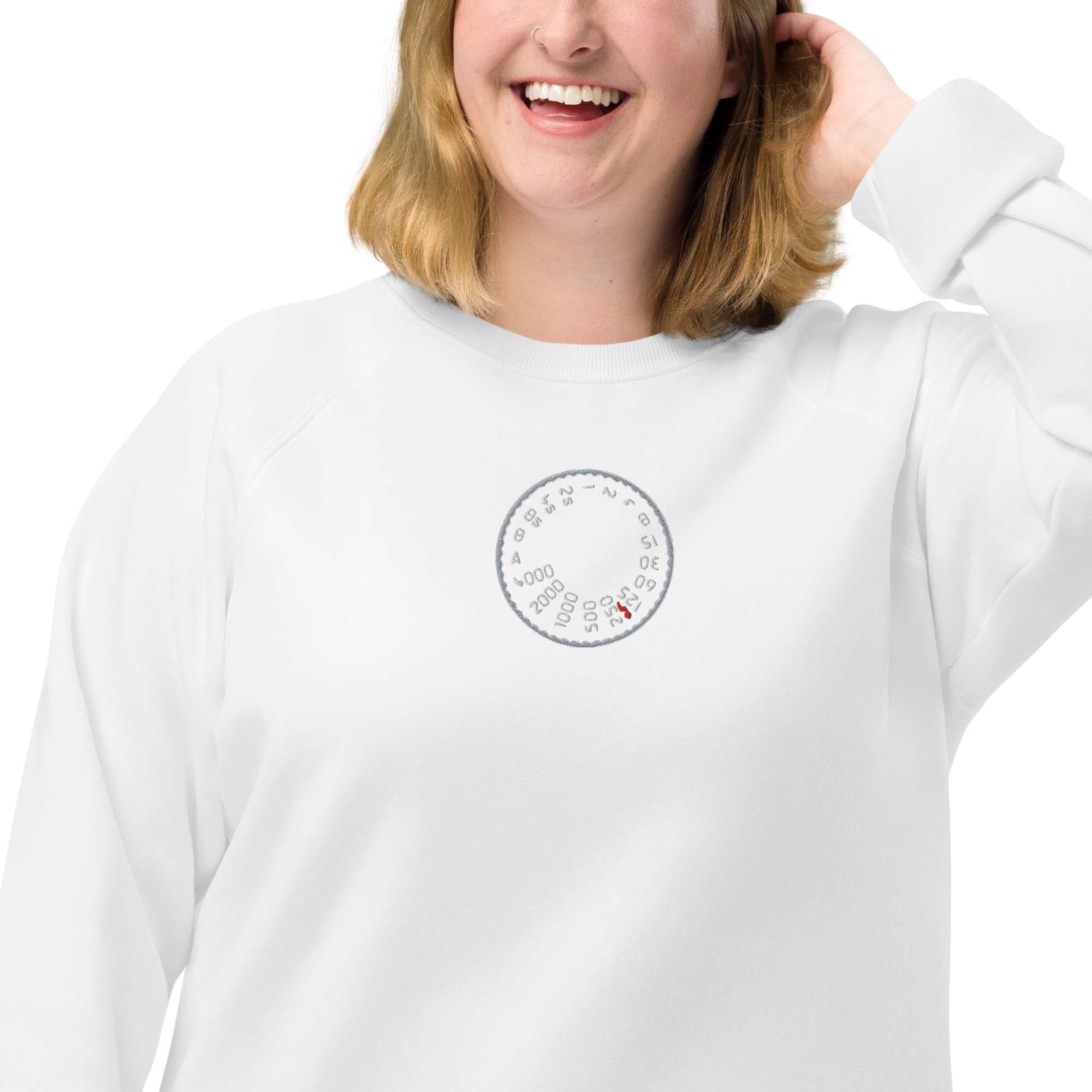 Shutter Speed - S03567 - Embroidered Unisex Organic Raglan Sweatshirt